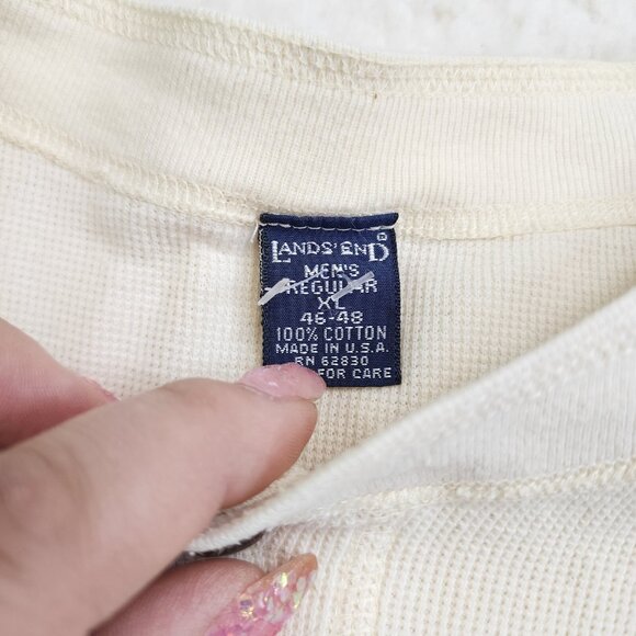 Lands End Thermal Henley Dexter Kill Shirt XL Reg White Waffle Knit Base Layer - Picture 6 of 7